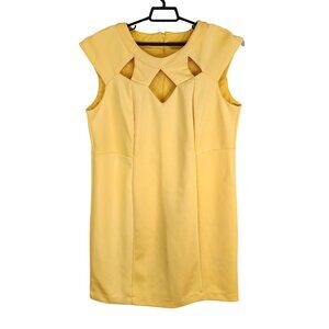 Womens Yellow Shelby & Palmer Cut Out Dress Sleeveless Crew Neck Stretch 18W